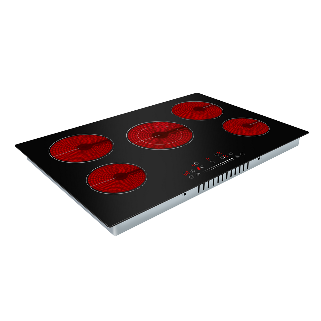 Integrated Ceramic Hob with 5 Cooking Zones 77cm - Black Glass DH175