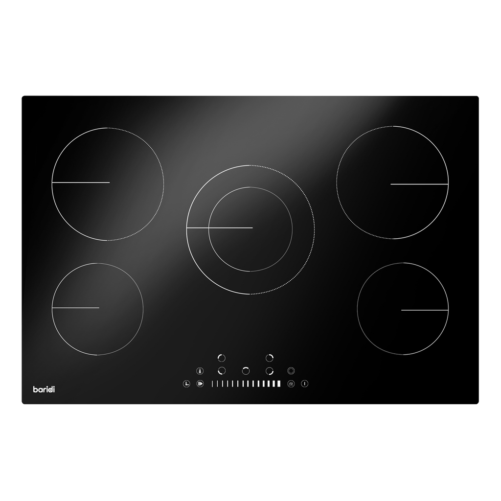 Integrated Ceramic Hob with 5 Cooking Zones 77cm - Black Glass DH175