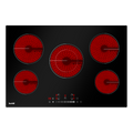 Integrated Ceramic Hob with 5 Cooking Zones 77cm - Black Glass DH175