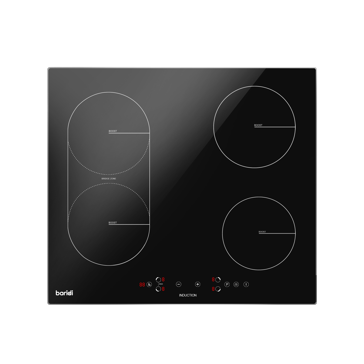 Integrated Induction Hob with 4 Cooking Zones & Bridge Zone 60cm 2800W Output DH178