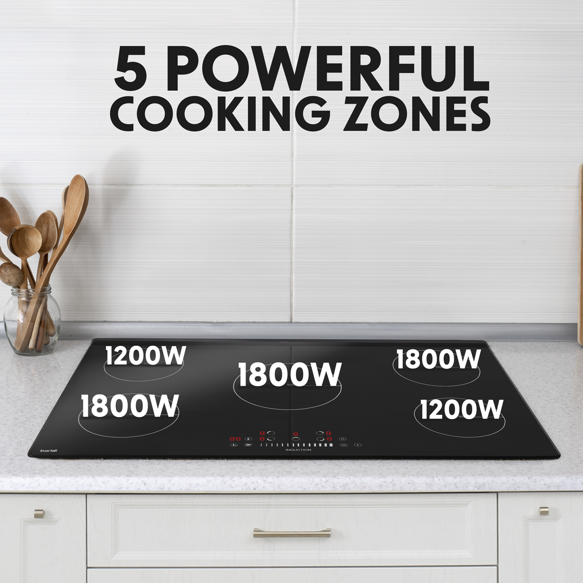 Integrated Induction Hob with 5 Cooking Zones 90cm 9300W Output DH180