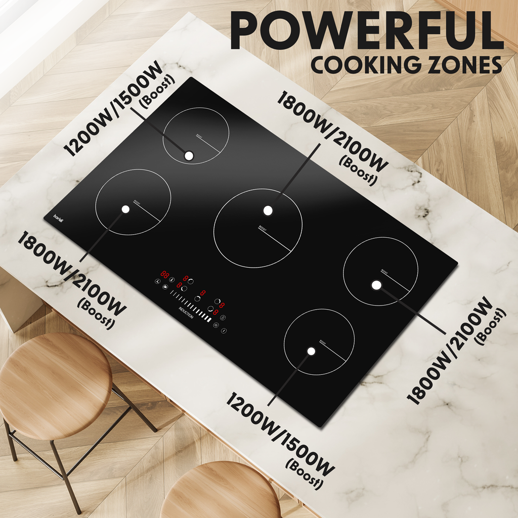 Integrated Induction Hob with 5 Cooking Zones 90cm 9300W Output DH180