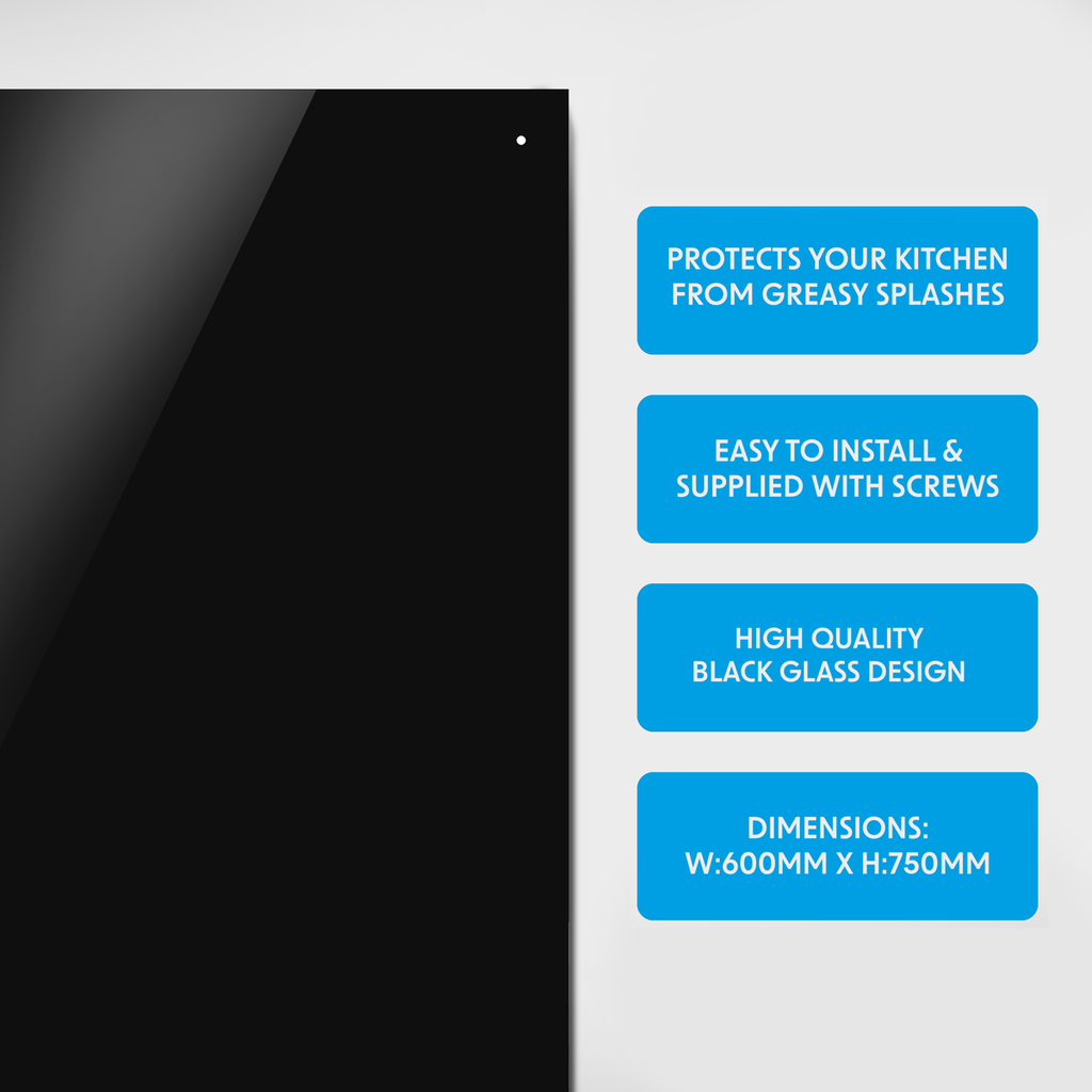 Splashback for Cooker Hoods 60 x 75cm - Black DH194