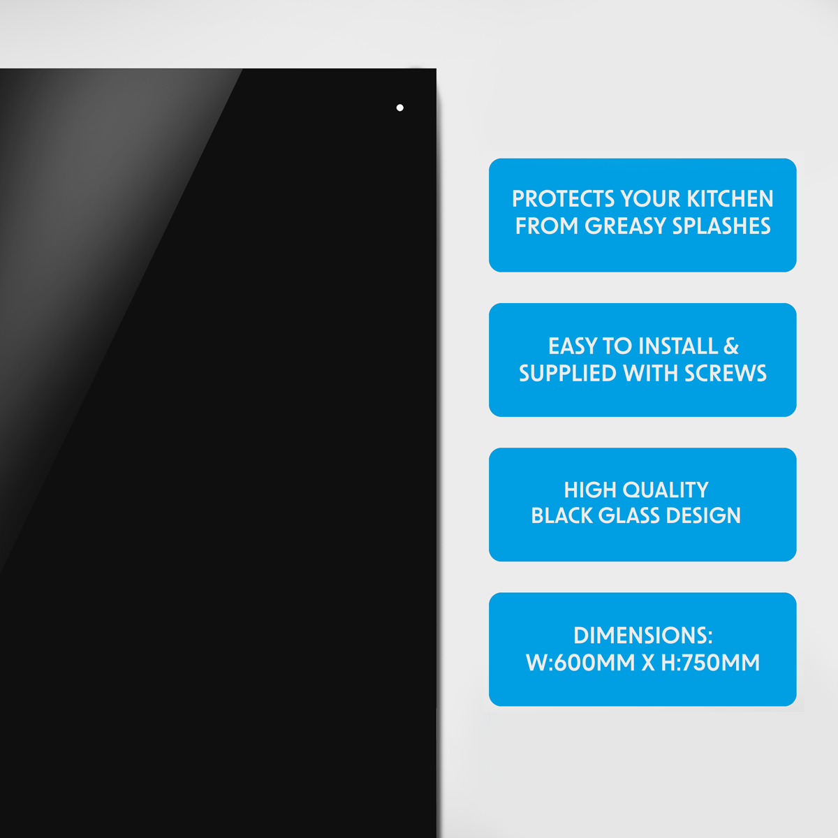 Splashback for Cooker Hoods 60 x 75cm - Black DH194