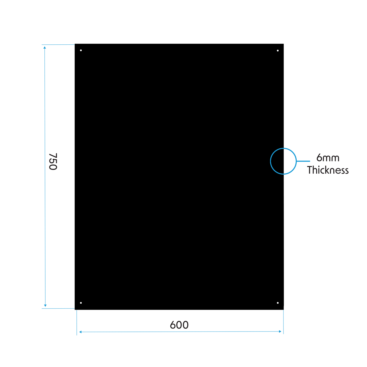 Splashback for Cooker Hoods 60 x 75cm - Black DH194