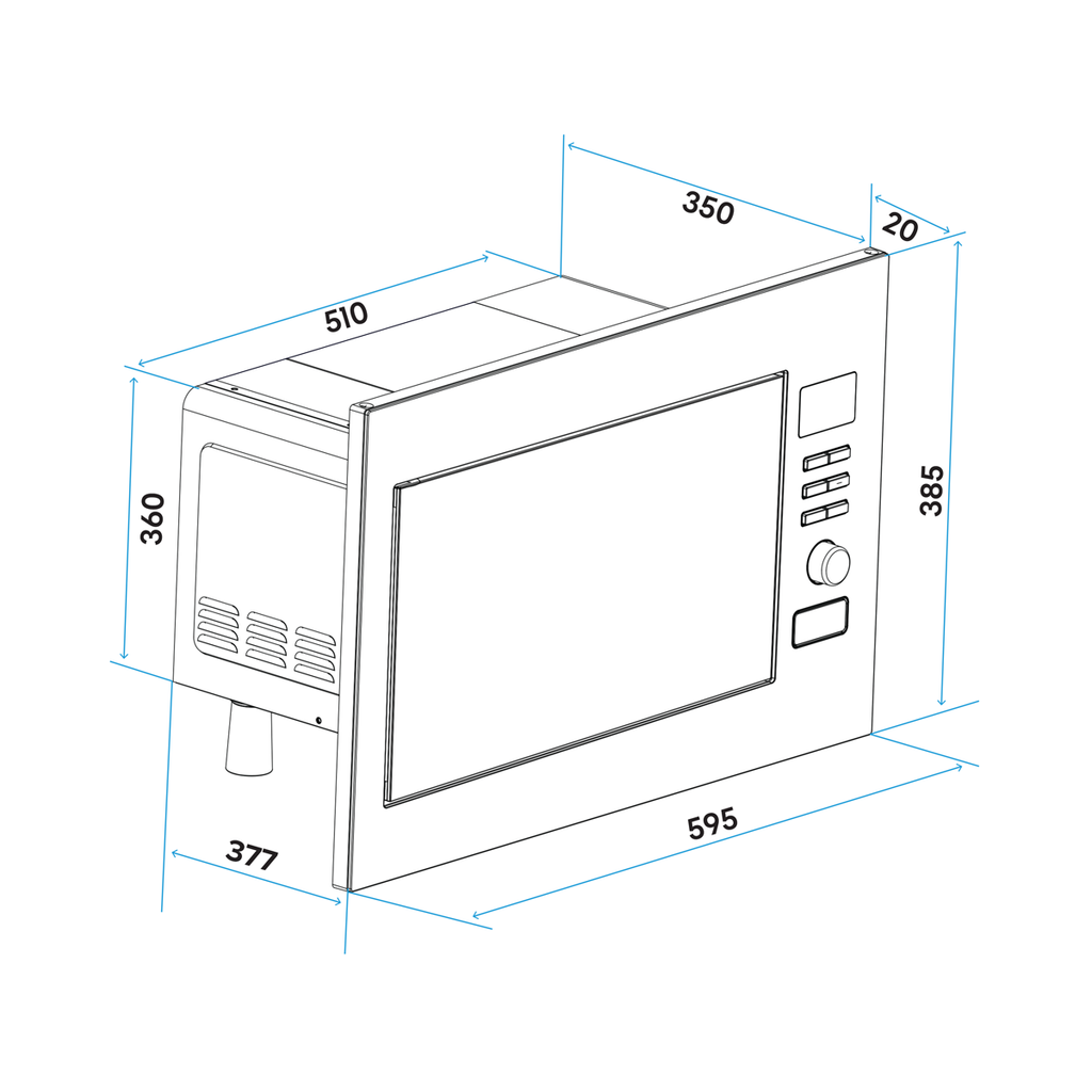 Integrated Microwave Oven with Grill 25L Capacity 900W - Stainless Steel DH197