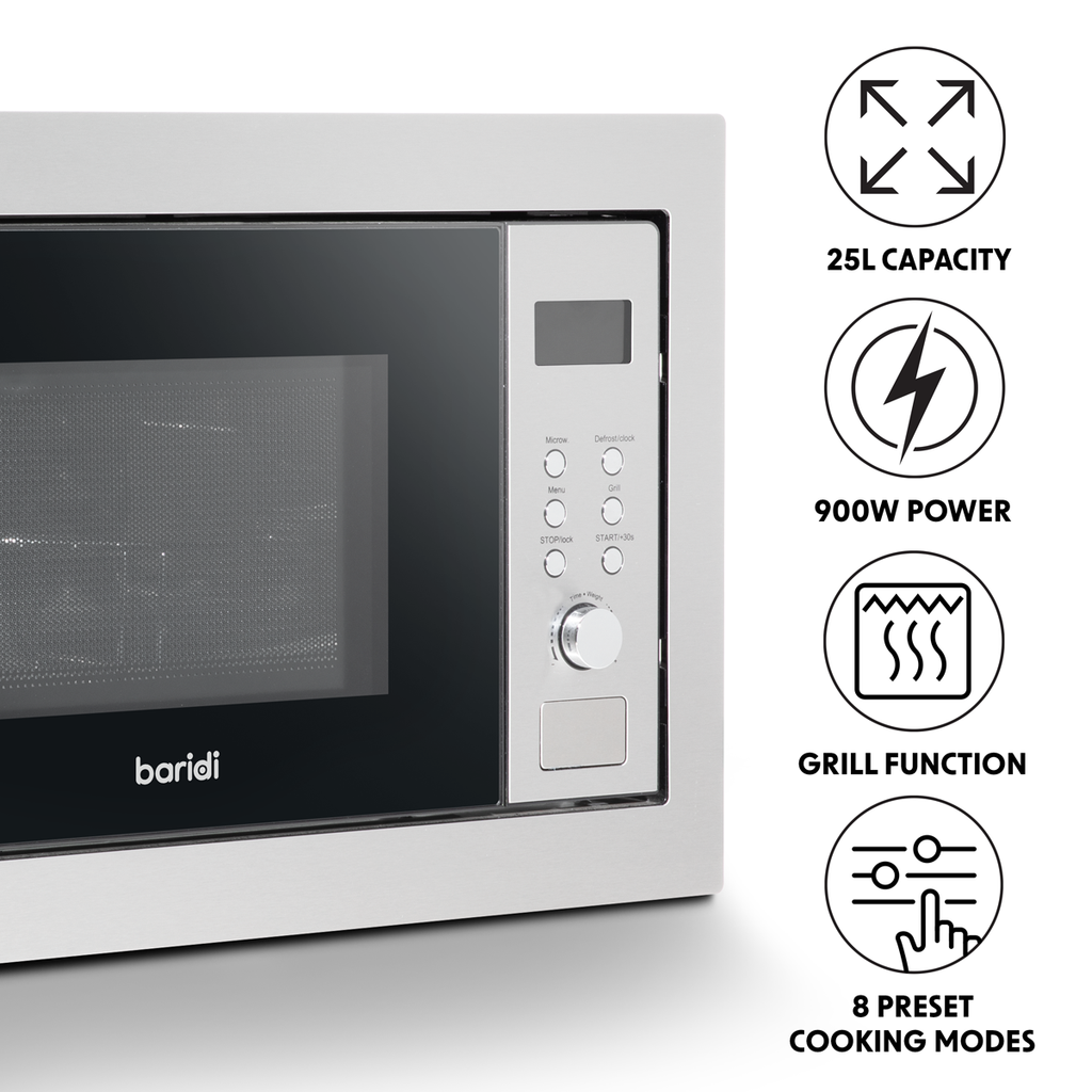 Integrated Microwave Oven with Grill 25L Capacity 900W - Stainless Steel DH197
