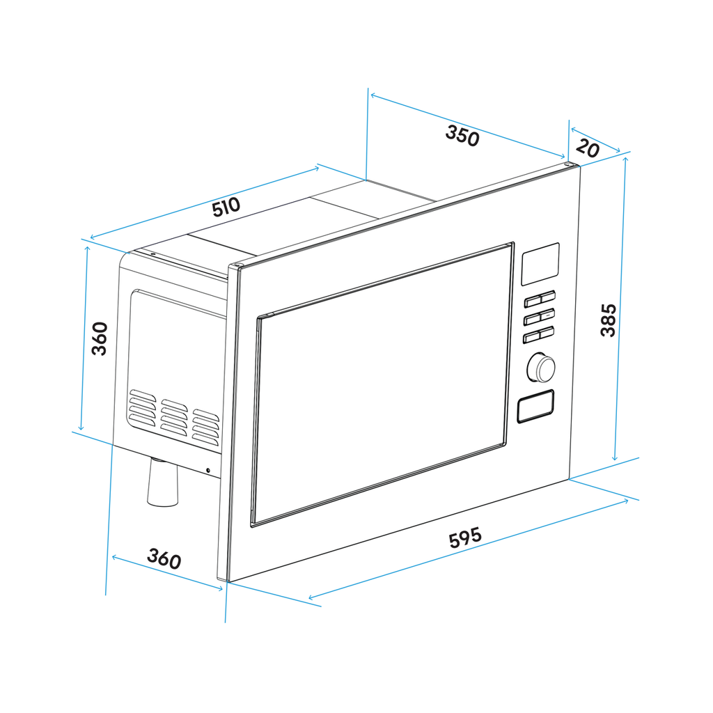 Integrated Microwave Oven with Grill 25L Capacity 900W - Stainless Steel DH197