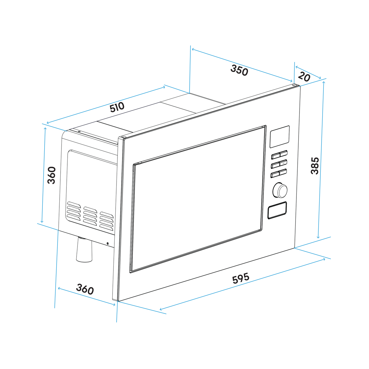 Integrated Microwave Oven with Grill 25L Capacity 900W - Stainless Steel DH197