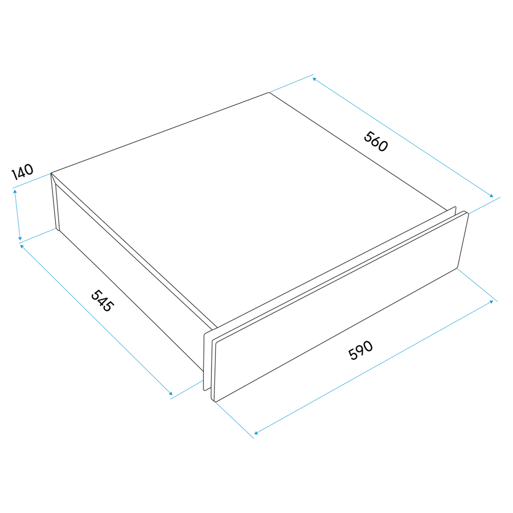 Integrated Warming Drawer 60cm - Black/Stainless Steel DH202