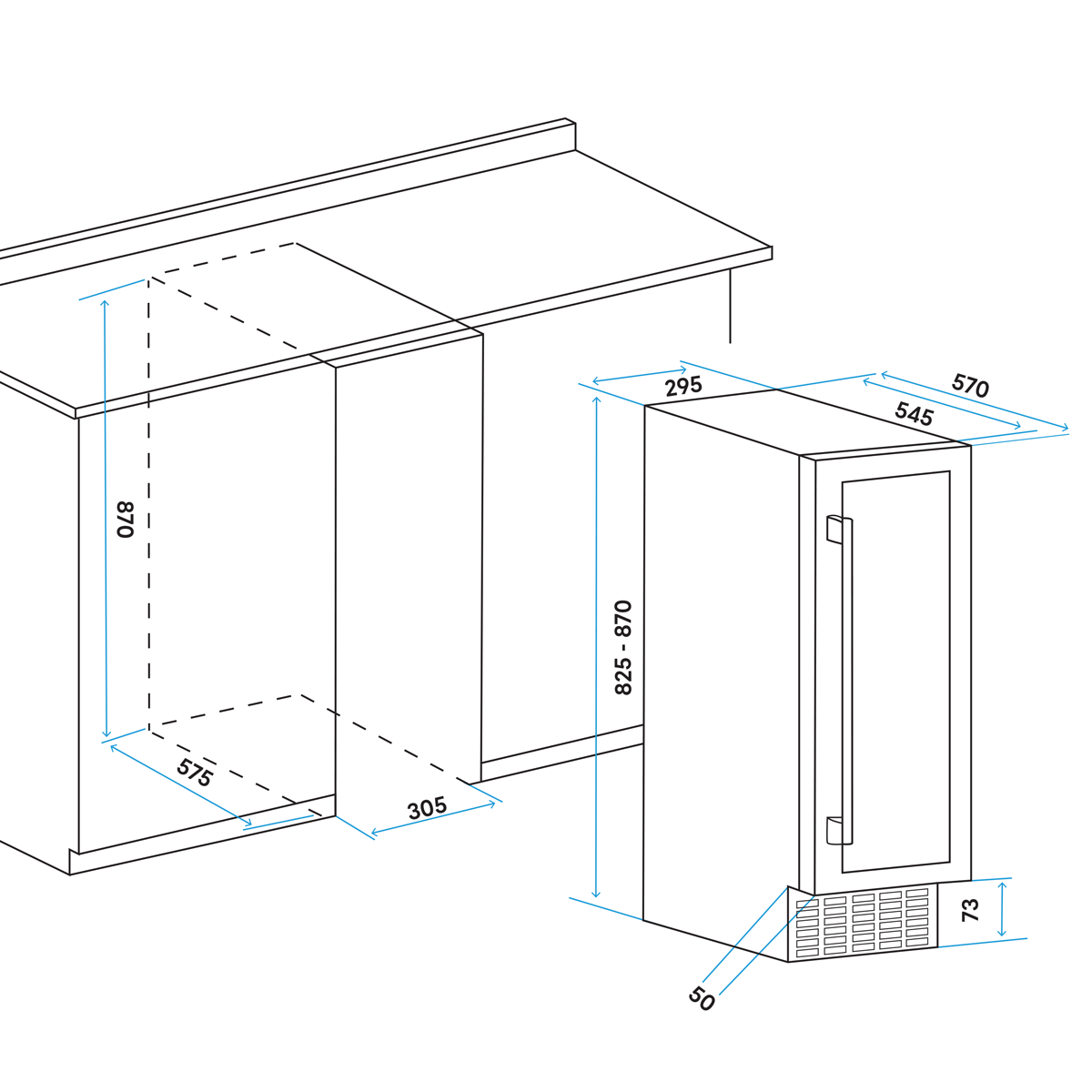 20 Bottle Slim Wine Fridge & Cooler 30cm DH203
