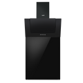 Angled Chimney Cooker Hood with Carbon Filters, LED Lamp & Splashback - Black Glass DH210