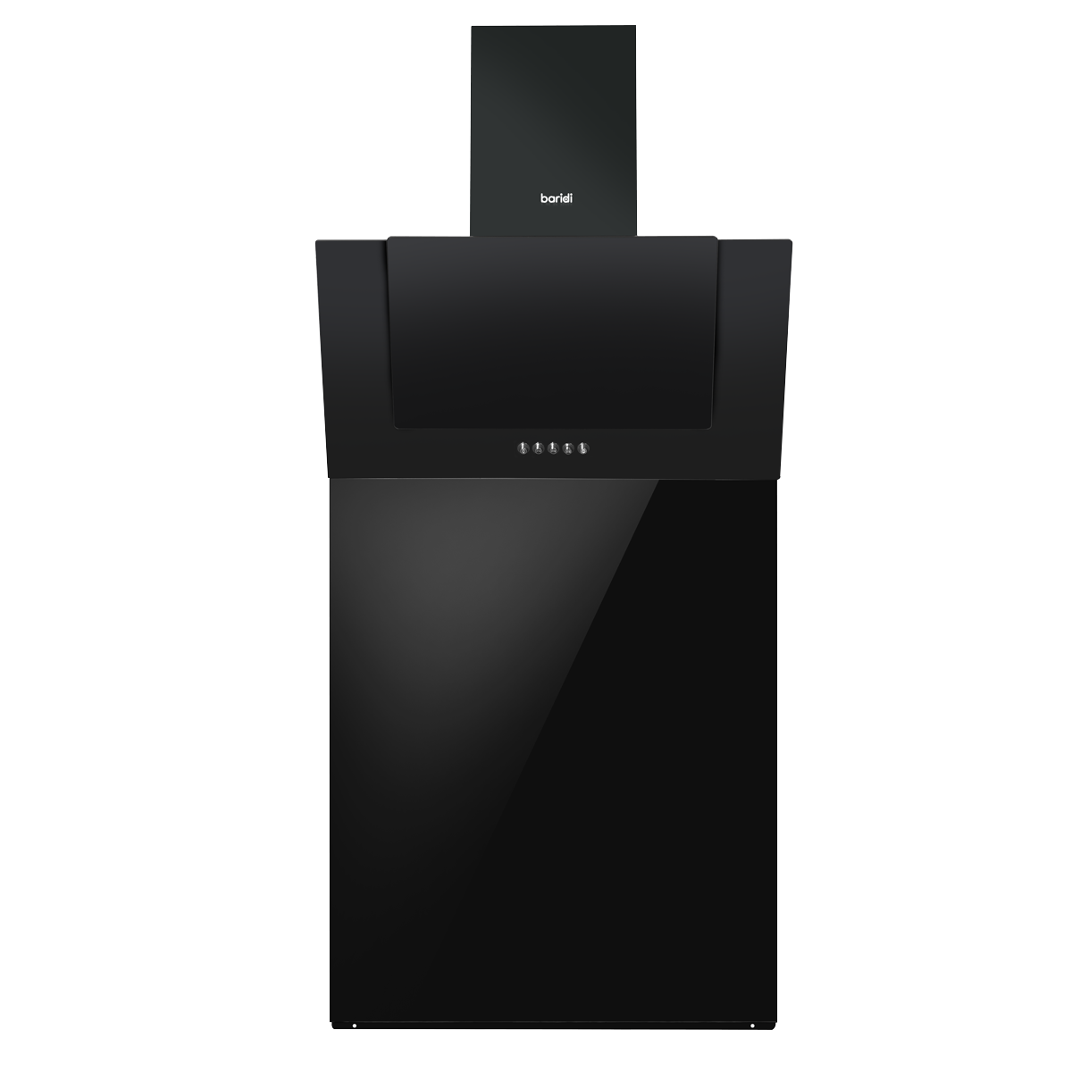Angled Chimney Cooker Hood with Carbon Filters, LED Lamp & Splashback - Black Glass DH210