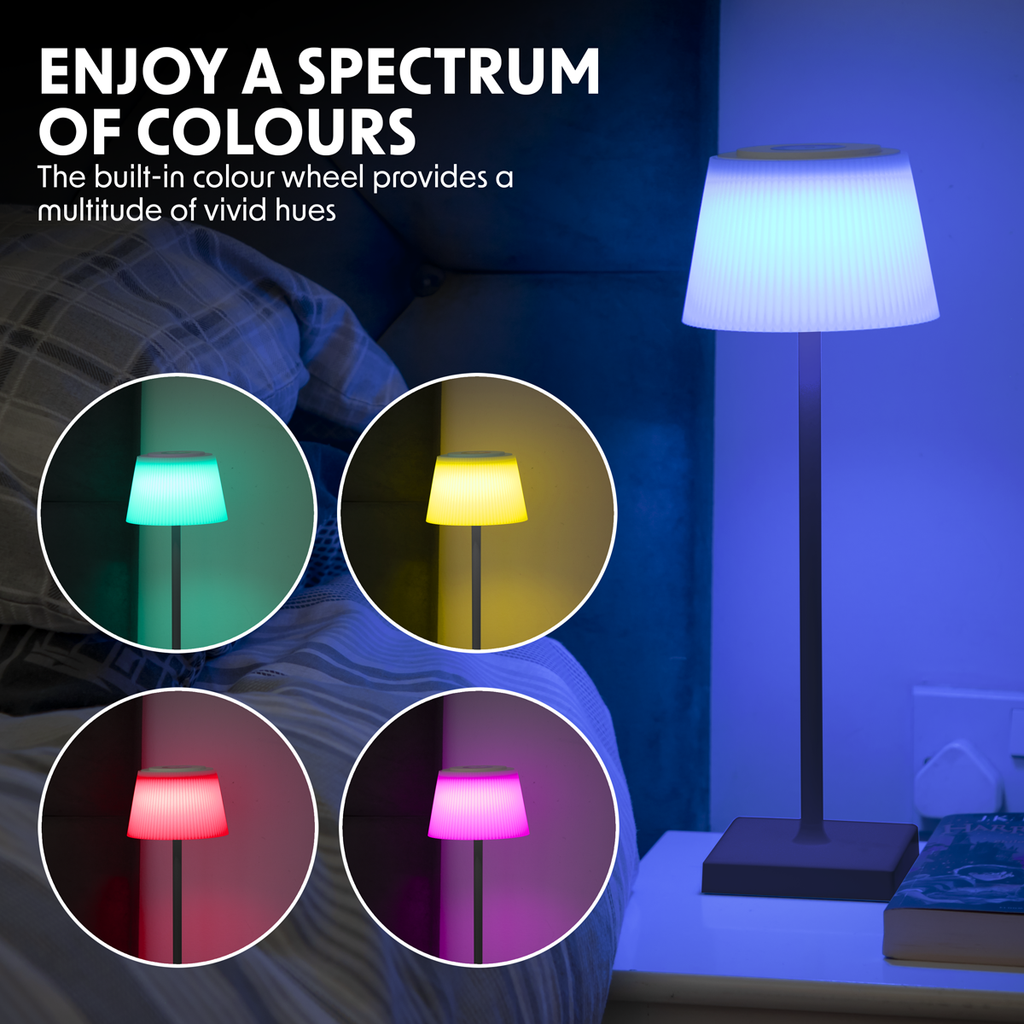 Rechargeable Table Lamp with RGB Colours - Black Frame DH212