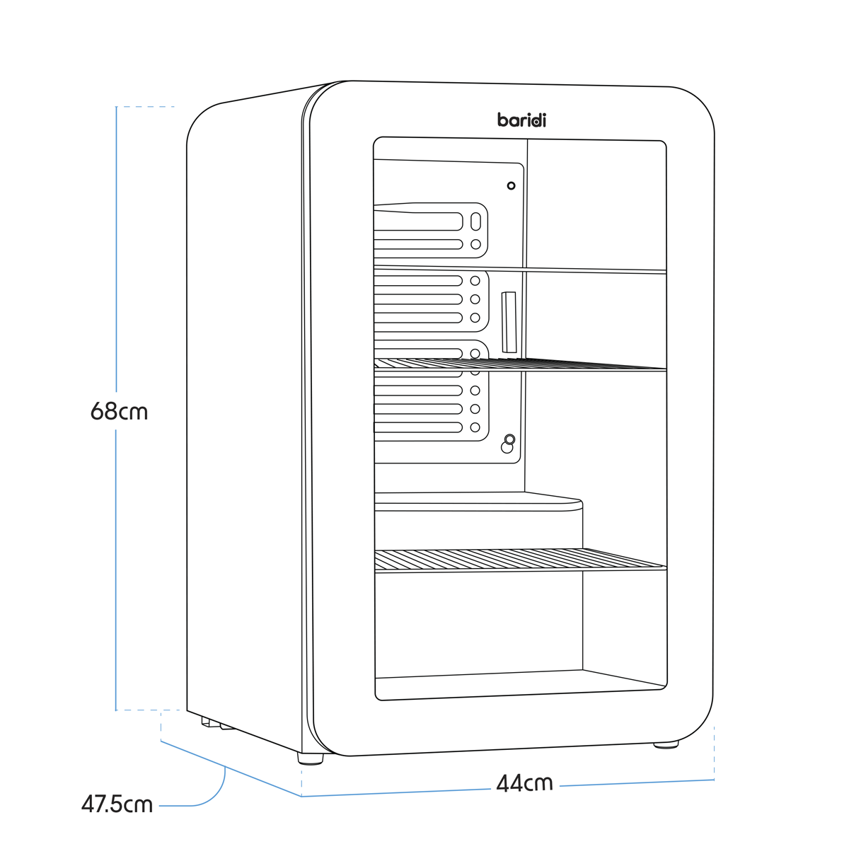 Retro Style Drinks/Beer & Wine Fridge 70L Capacity - Black DH222