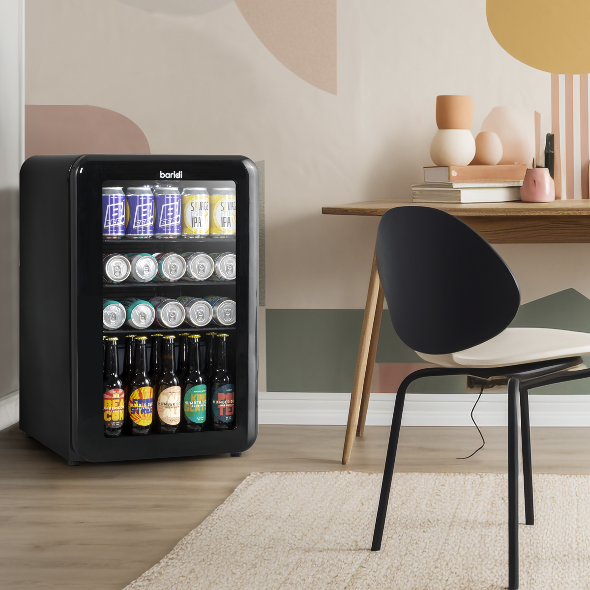 Retro Style Drinks/Beer & Wine Fridge 70L Capacity - Black DH222
