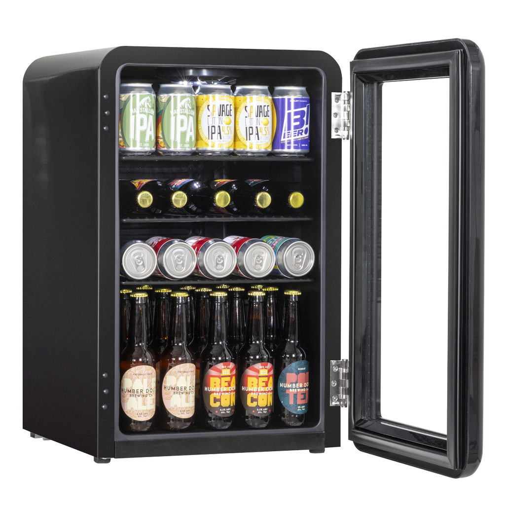 Retro Style Drinks/Beer & Wine Fridge 70L Capacity - Black DH222