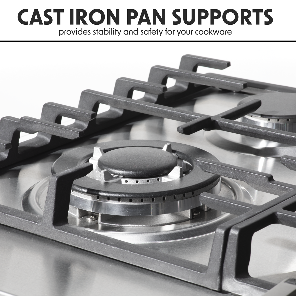 Gas Hob with 4 Cooking Zones 60cm - Stainless Steel DH225