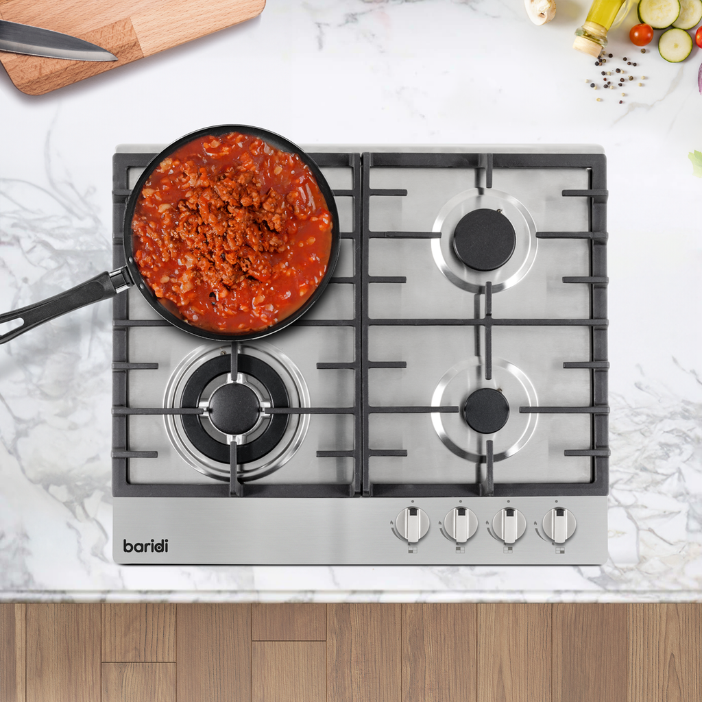 Gas Hob with 4 Cooking Zones 60cm - Stainless Steel DH225