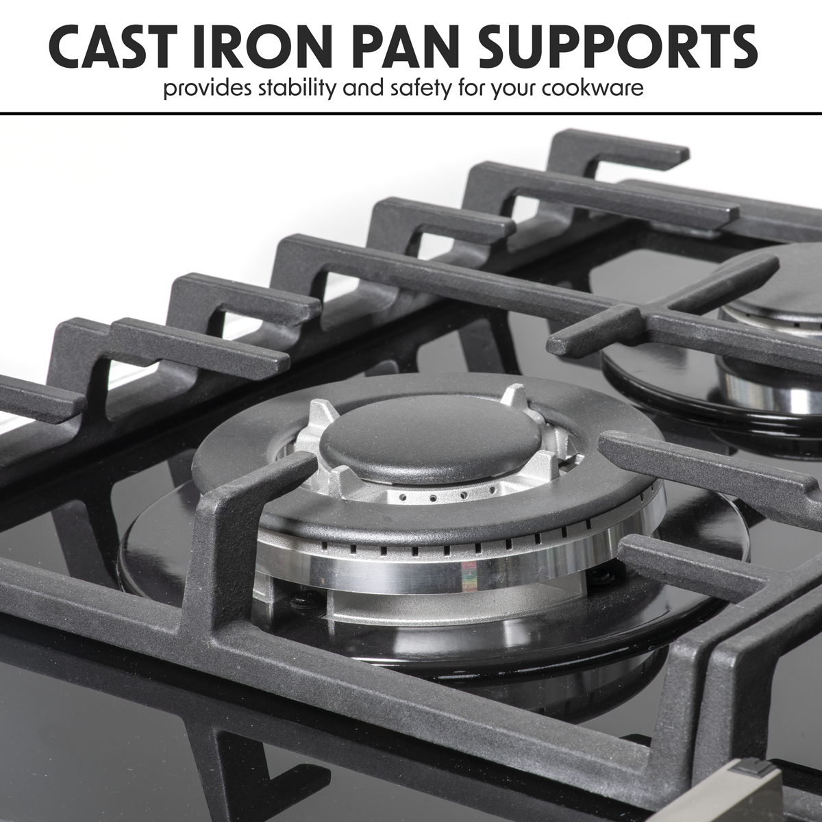 Gas Hob with 4 Cooking Zones 60cm - Black DH226