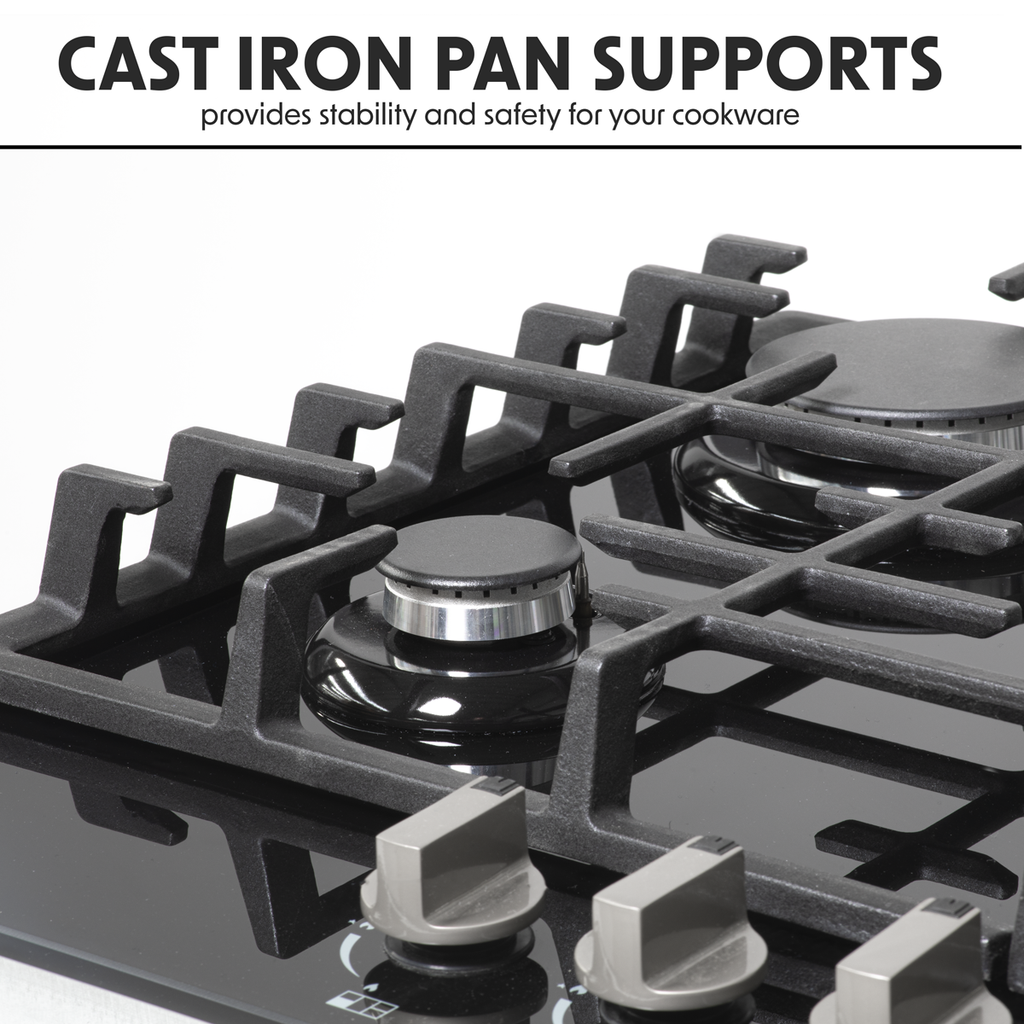Gas Hob with 5 Cooking Zones 70cm - Black DH228