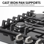 Gas Hob with 5 Cooking Zones 70cm - Black DH228