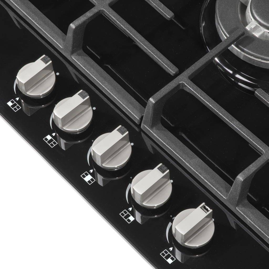 Gas Hob with 5 Cooking Zones 70cm - Black DH228