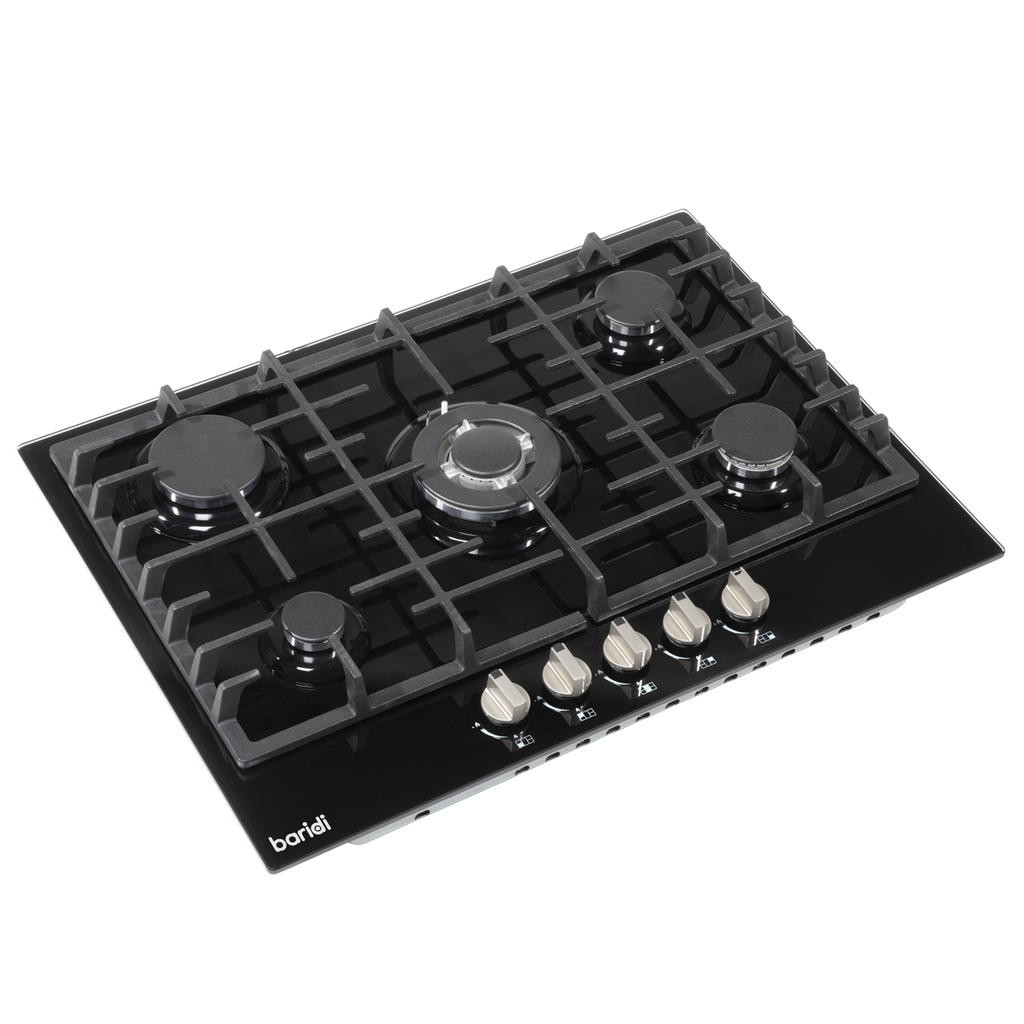 Gas Hob with 5 Cooking Zones 70cm - Black DH228
