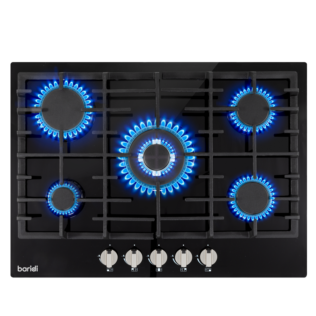 Gas Hob with 5 Cooking Zones 70cm - Black DH228
