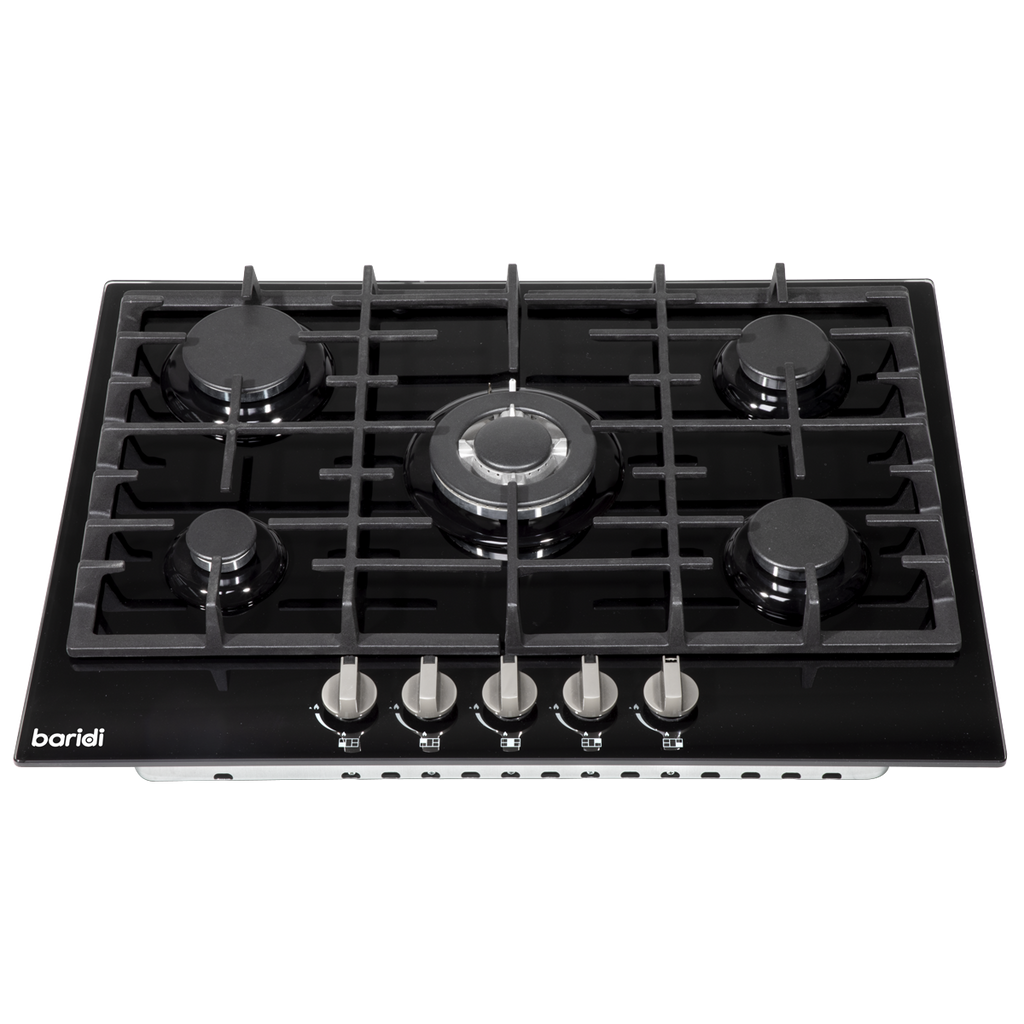 Gas Hob with 5 Cooking Zones 70cm - Black DH228