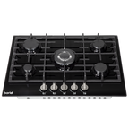 Gas Hob with 5 Cooking Zones 70cm - Black DH228
