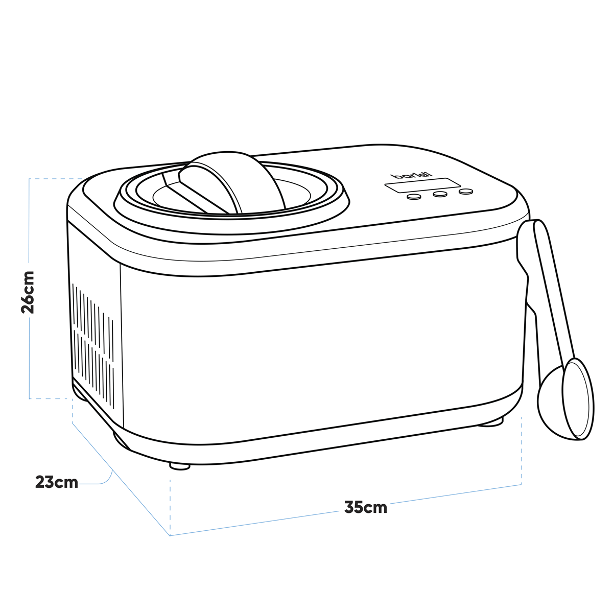 Automatic Churning Ice Cream Machine 1L Capacity - Black DH238