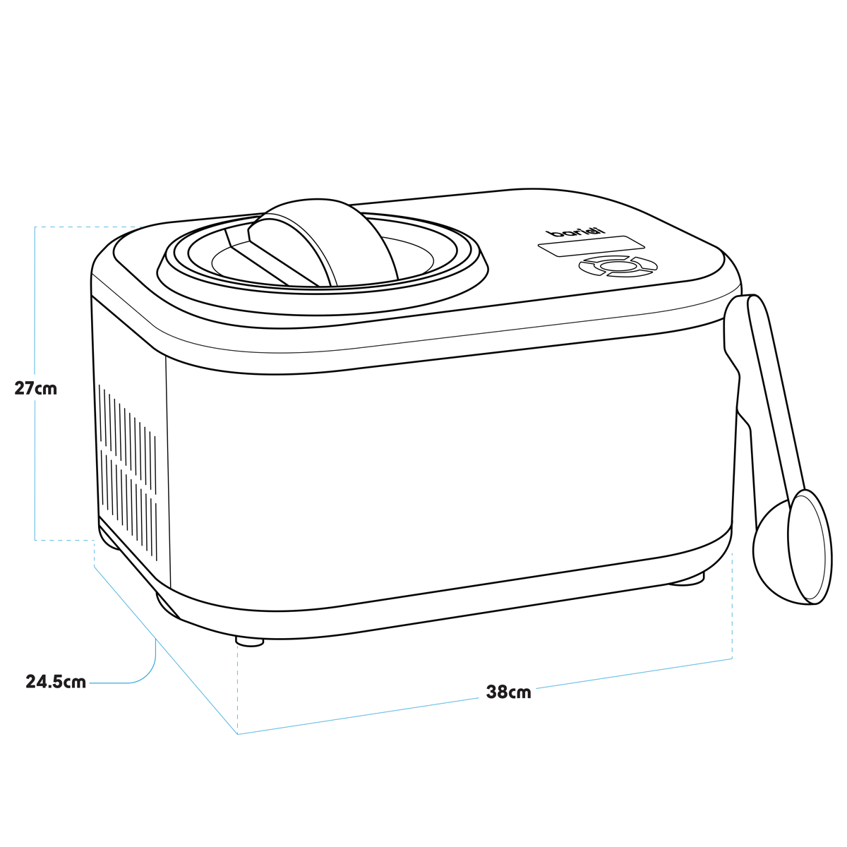 Automatic Churning Ice Cream Machine 1.5L - Black DH240