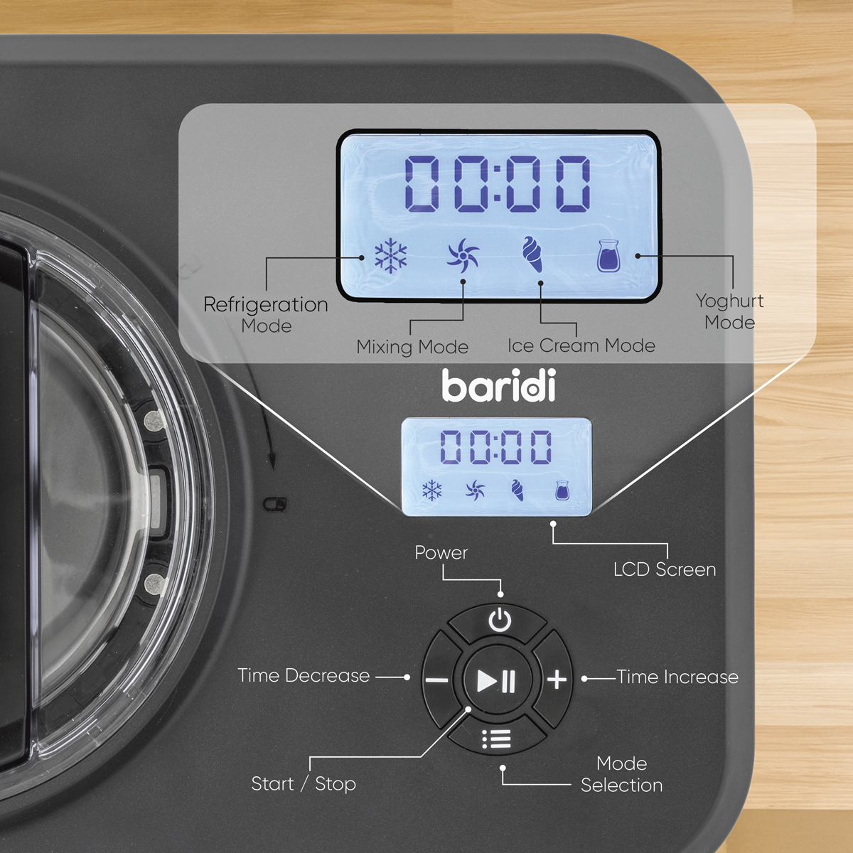 Automatic Churning Ice Cream Machine 1.5L - Black DH240