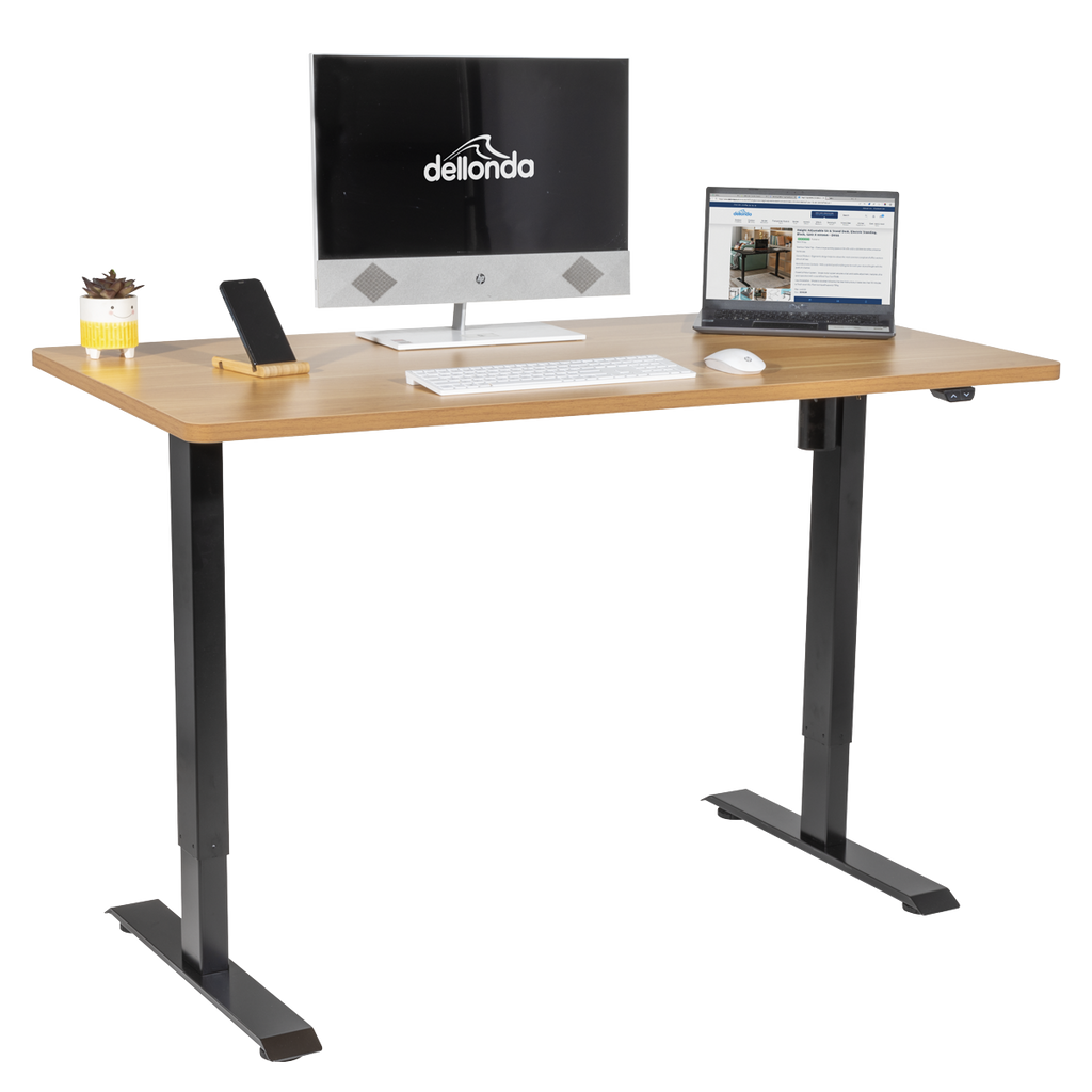 Single Motor Ultra-Quiet Adjustable-Height Electric Sit/Stand Desk - Oak Desktop DH242