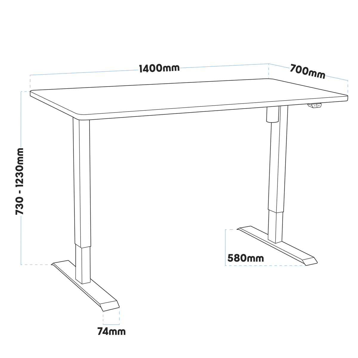 Dellonda Electric Ultra-Quiet Height-Adjustable Standing Desk with Memory Function - White DH244