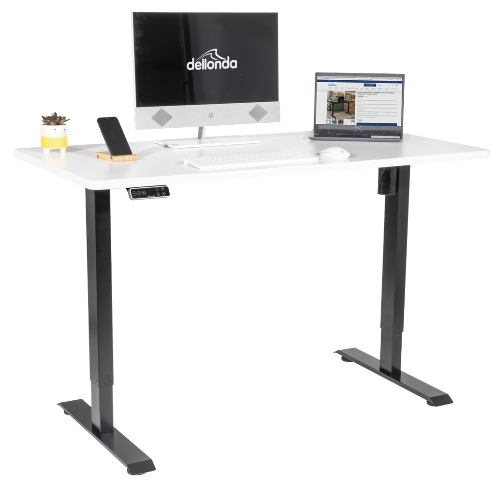 Dellonda Electric Ultra-Quiet Height-Adjustable Standing Desk with Memory Function - White DH244