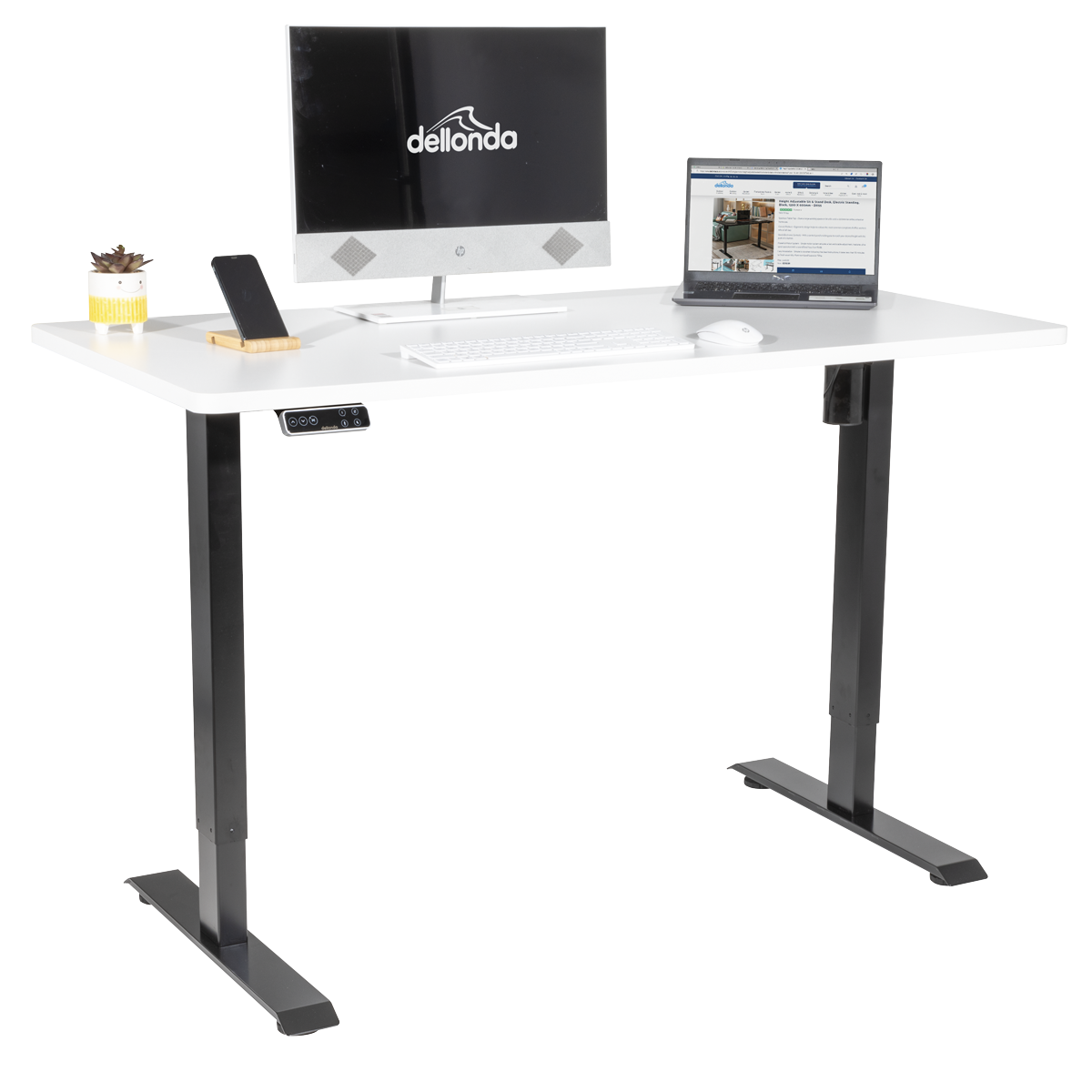 Dellonda Electric Ultra-Quiet Height-Adjustable Standing Desk with Memory Function - White DH244