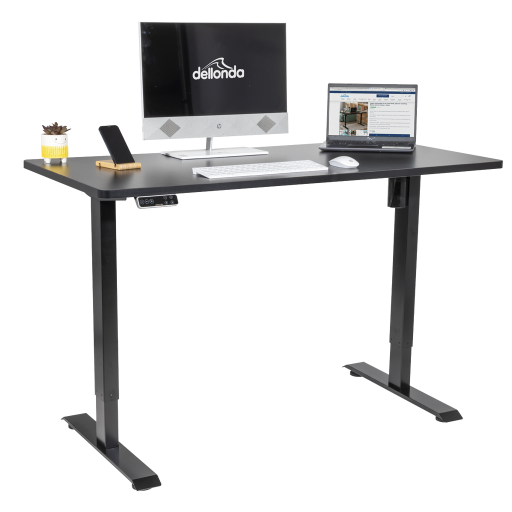 Dellonda Electric Ultra-Quiet Height-Adjustable Standing Desk with Memory Function - Black DH245