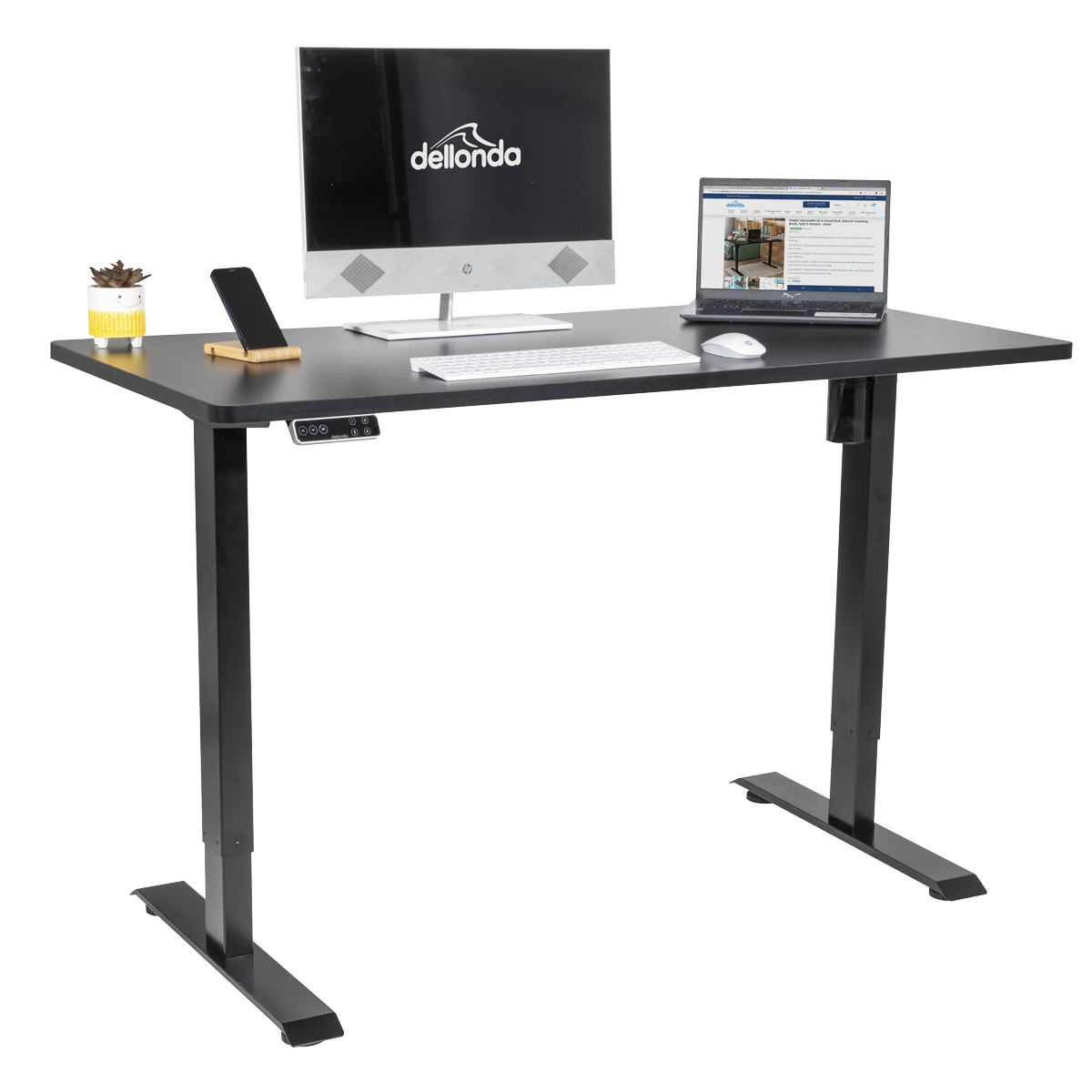 Dellonda Electric Ultra-Quiet Height-Adjustable Standing Desk with Memory Function - Black DH245
