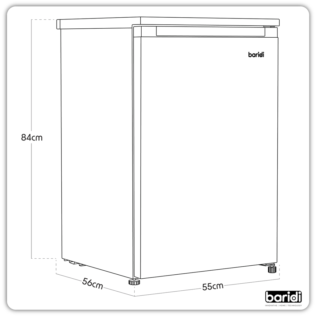 55cm Undercounter Freezer with Adjustable Thermostat 85L - White DH250