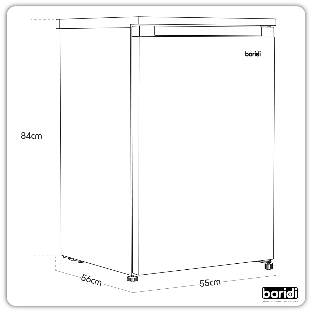 55cm Undercounter Freezer with Adjustable Thermostat 85L - White DH250