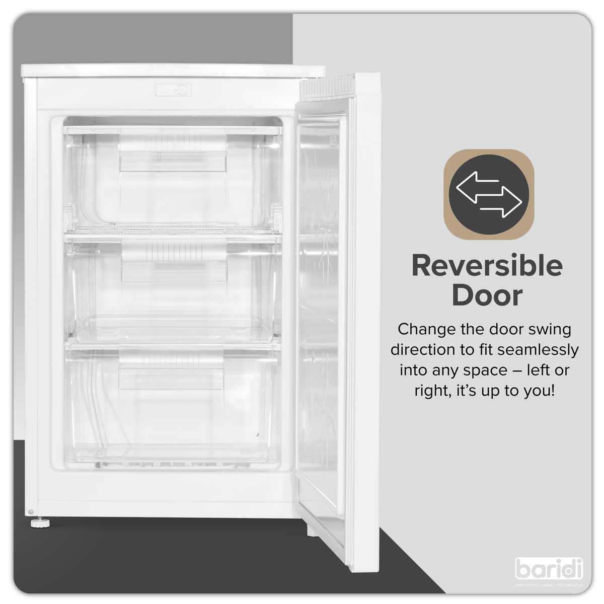 55cm Undercounter Freezer with Adjustable Thermostat 85L - White DH250