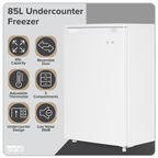55cm Undercounter Freezer with Adjustable Thermostat 85L - White DH250