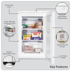 55cm Undercounter Freezer with Adjustable Thermostat 85L - White DH250