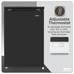 Baridi 55cm Undercounter Freezer with Adjustable Thermostat, 85L - Black DH251