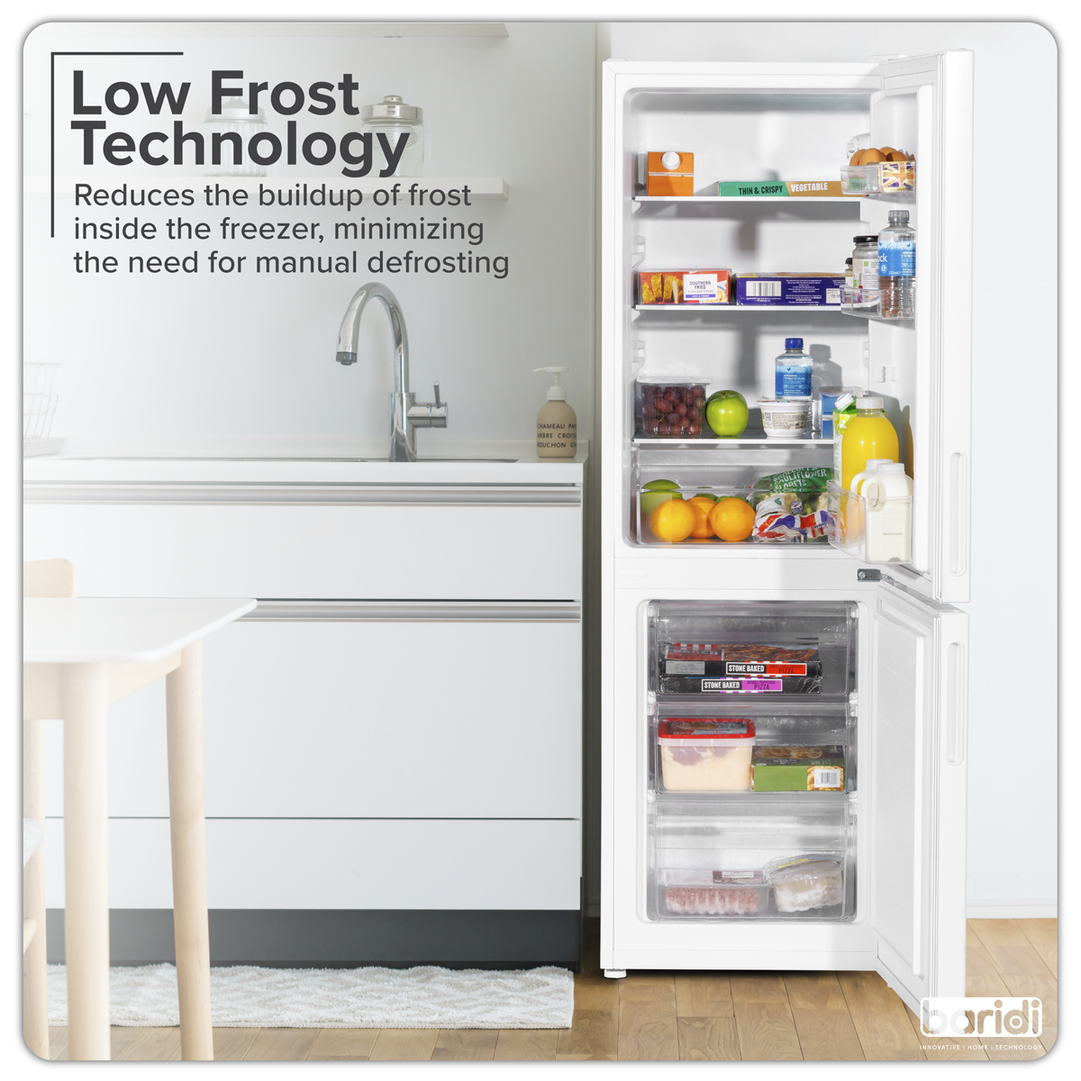 70/30 Low Frost Fridge Freezer 157L Capacity - White DH252
