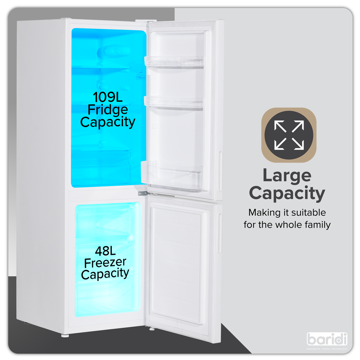 70/30 Low Frost Fridge Freezer 157L Capacity - White DH252