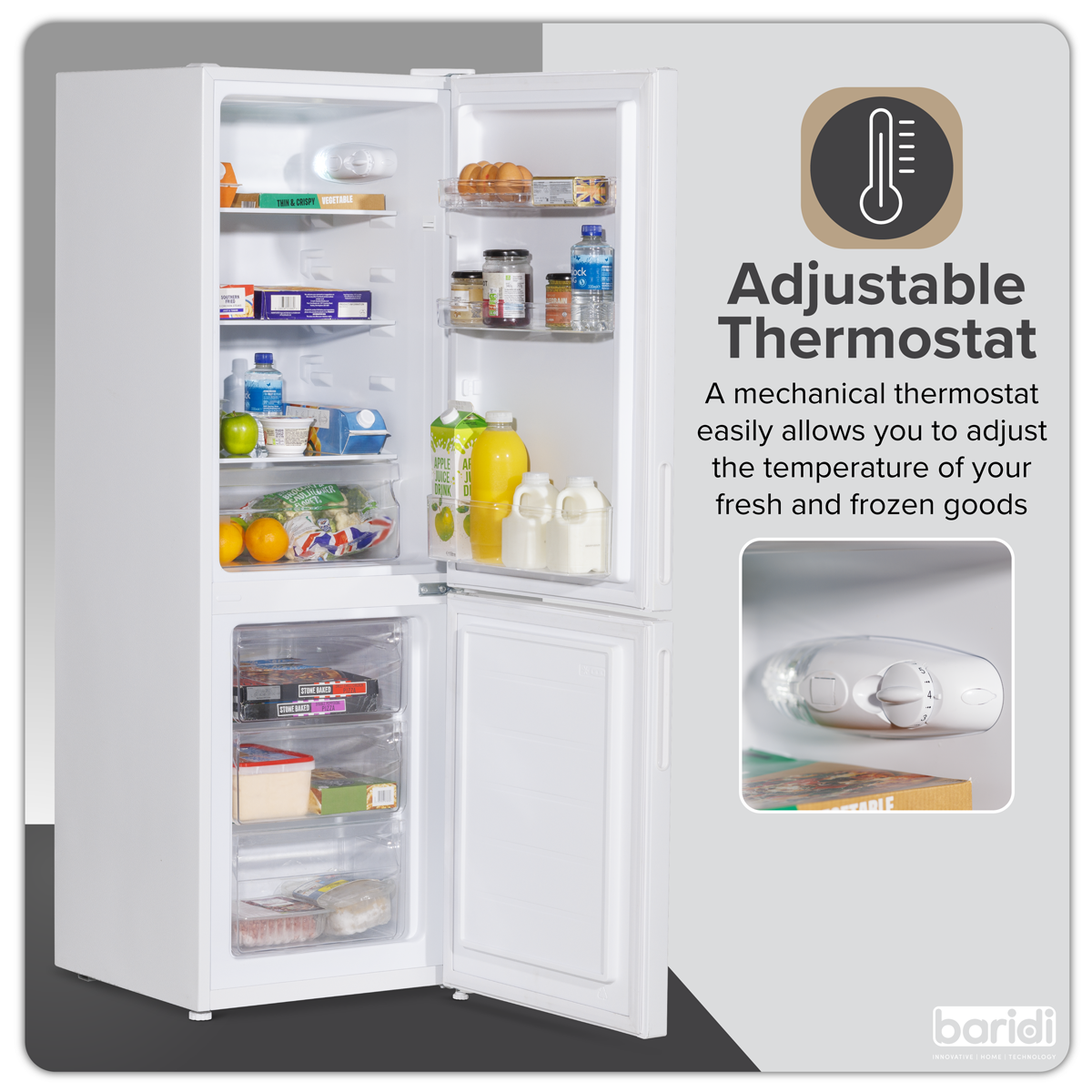 70/30 Low Frost Fridge Freezer 157L Capacity - White DH252