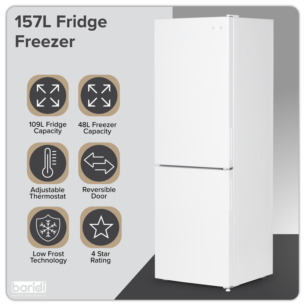70/30 Low Frost Fridge Freezer 157L Capacity - White DH252